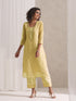 3 Pc SET - Lemon Beaded and Embroidered Organza Kurta and Dupatta with Pyjama